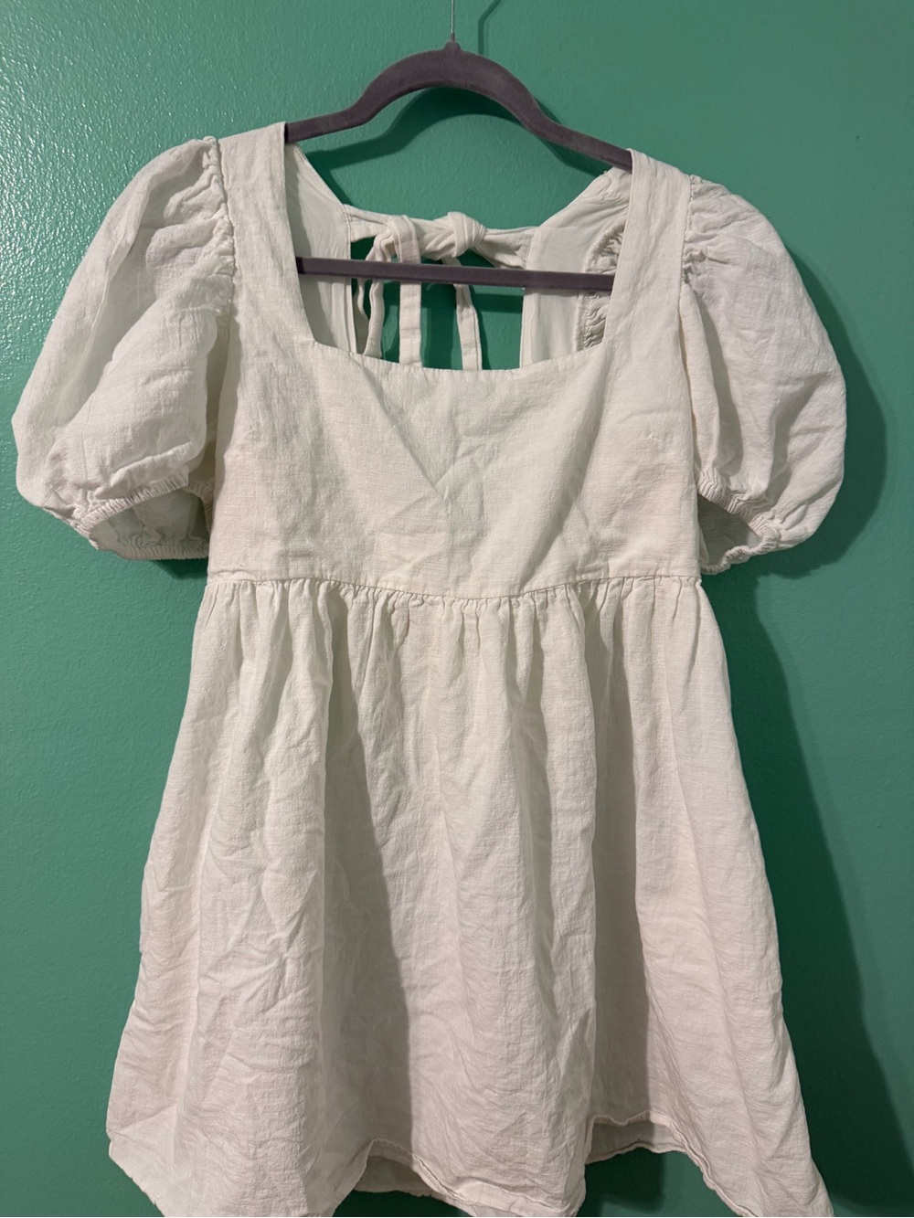 Altar'd State Cream Puff Sleeve Square-Neck Dress